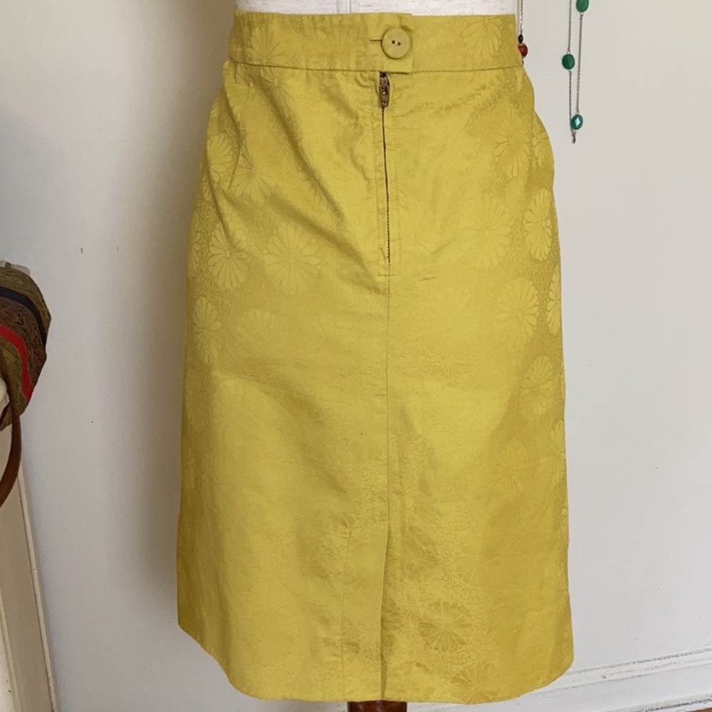 Anthropologie Tulip Floral Mustard Skirt 12 - Picture 3 of 11